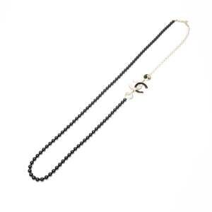 CHANEL A23C Coco Mark Pearl 2023 Necklace Black WS24852